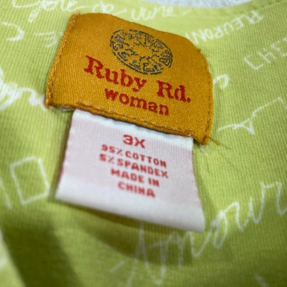 Ruby Rd Woman 3X Lime Green Top - Picture 7 of 10